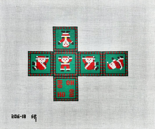 Susan Roberts Needlepoint Tumbling Santas Cube Ornament Needlepoint Canvas