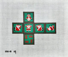Susan Roberts Needlepoint Tumbling Santas Cube Ornament Needlepoint Canvas