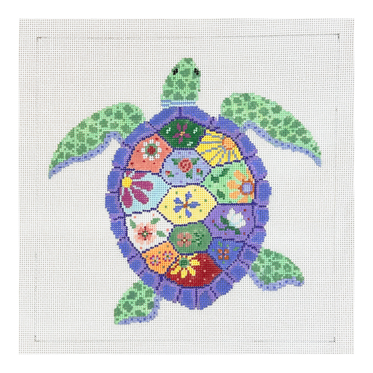 Susan Roberts Needlepoint Turtle Garden Needlepoint Canvas - 18M