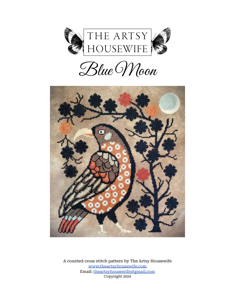 The Artsy Housewife Blue Moon Cross Stitch Pattern