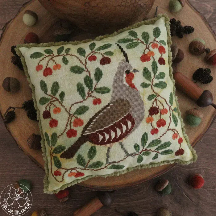 The Blue Flower Autumn Quail Cross Stitch Pattern