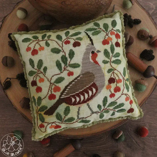 The Blue Flower Autumn Quail Cross Stitch Pattern