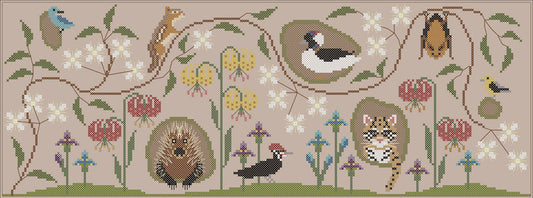 The Blue Flower Jeannine McGowan Trunk Town Summer Cross Stitch Pattern