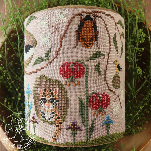The Blue Flower Jeannine McGowan Trunk Town Summer Cross Stitch Pattern