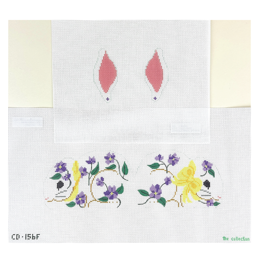 The Collection Designs Bunny Two Sided Violets Needlepoint Canvas