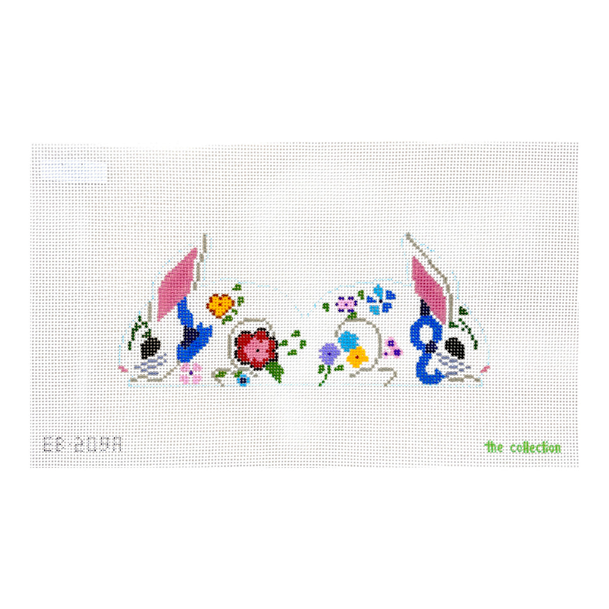 The Collection Designs Floral Two Sided Bunny Needlepoint Canvas