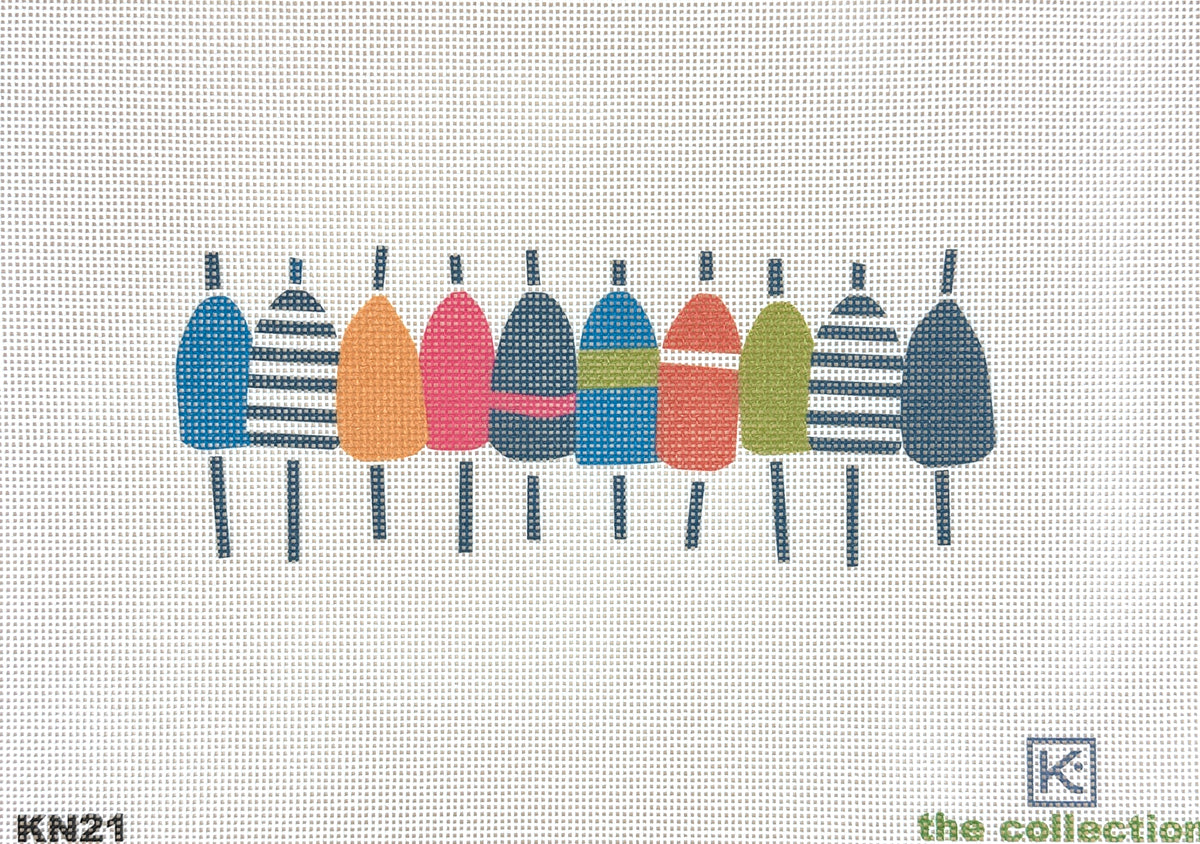 The Collection Designs Kate Nelligan Multi Color Buoys Needlepoint Canvas