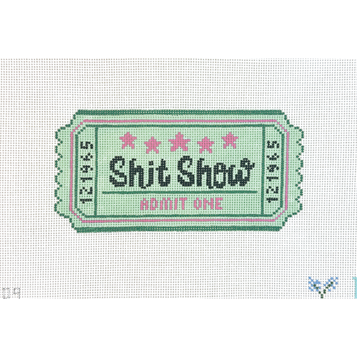 The Collection Designs Kay Irby Shit Show Ticket Needlepoint Canvas