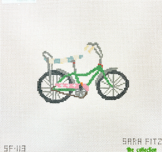 The Collection Designs Sara Fitz Green Bike  Needlepoint Canvas