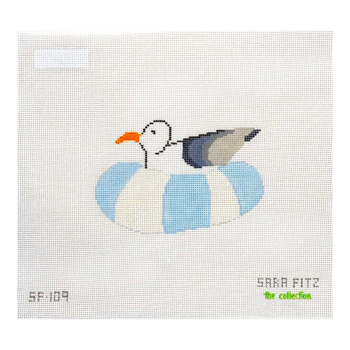 The Collection Designs Sara Fitz Seagull on Inner Tube Needlepoint Canvas