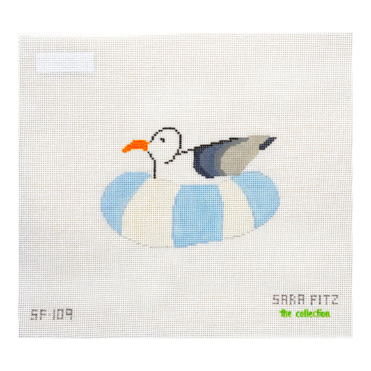 The Collection Designs Sara Fitz Seagull on Inner Tube Needlepoint Canvas