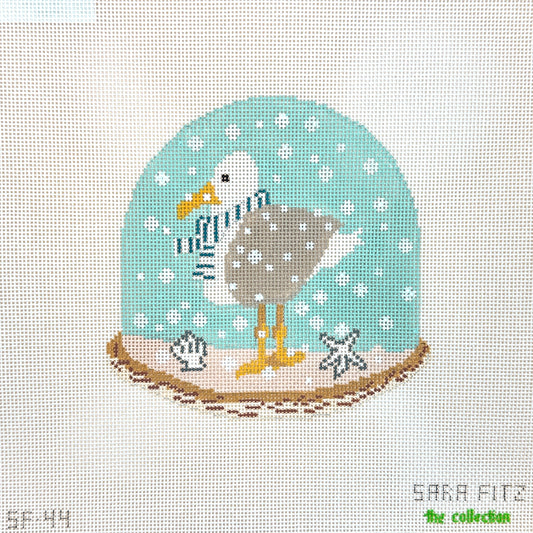 The Collection Designs Sara Fitz Seagull Snow Globe Needlepoint Canvas