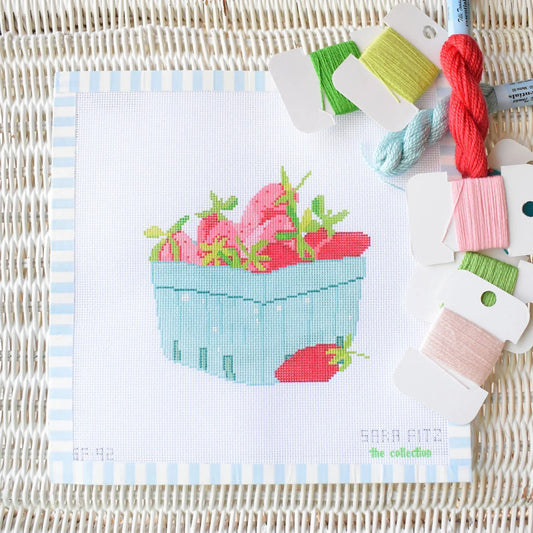 The Collection Designs Sara Fitz Strawberries Needlepoint Canvas