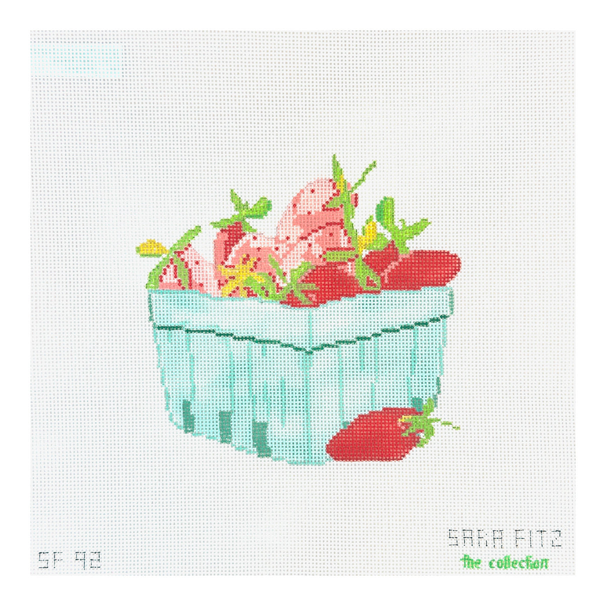 The Collection Designs Sara Fitz Strawberries Needlepoint Canvas