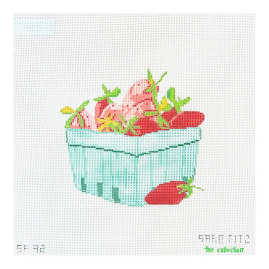 The Collection Designs Sara Fitz Strawberries Needlepoint Canvas