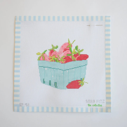 The Collection Designs Sara Fitz Strawberries Needlepoint Canvas
