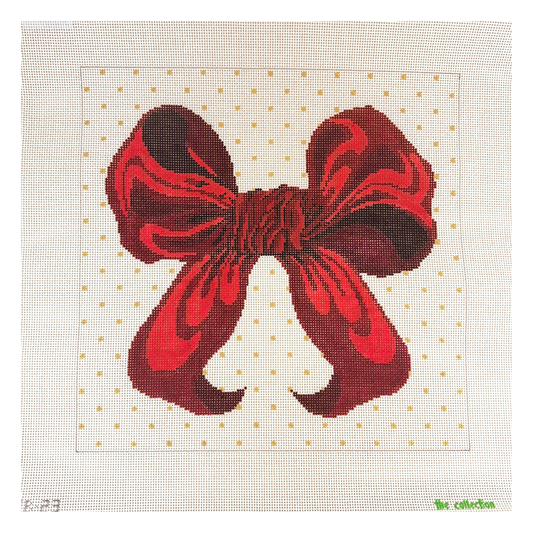 The Collection Designs Large Red Bow Needlepoint Canvas