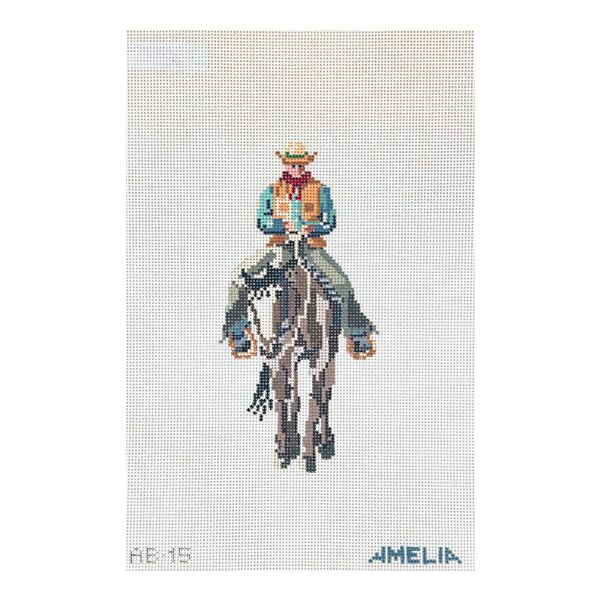 The Gingham Stitchery Amelia Bond Cowboy Needlepoint Canvas