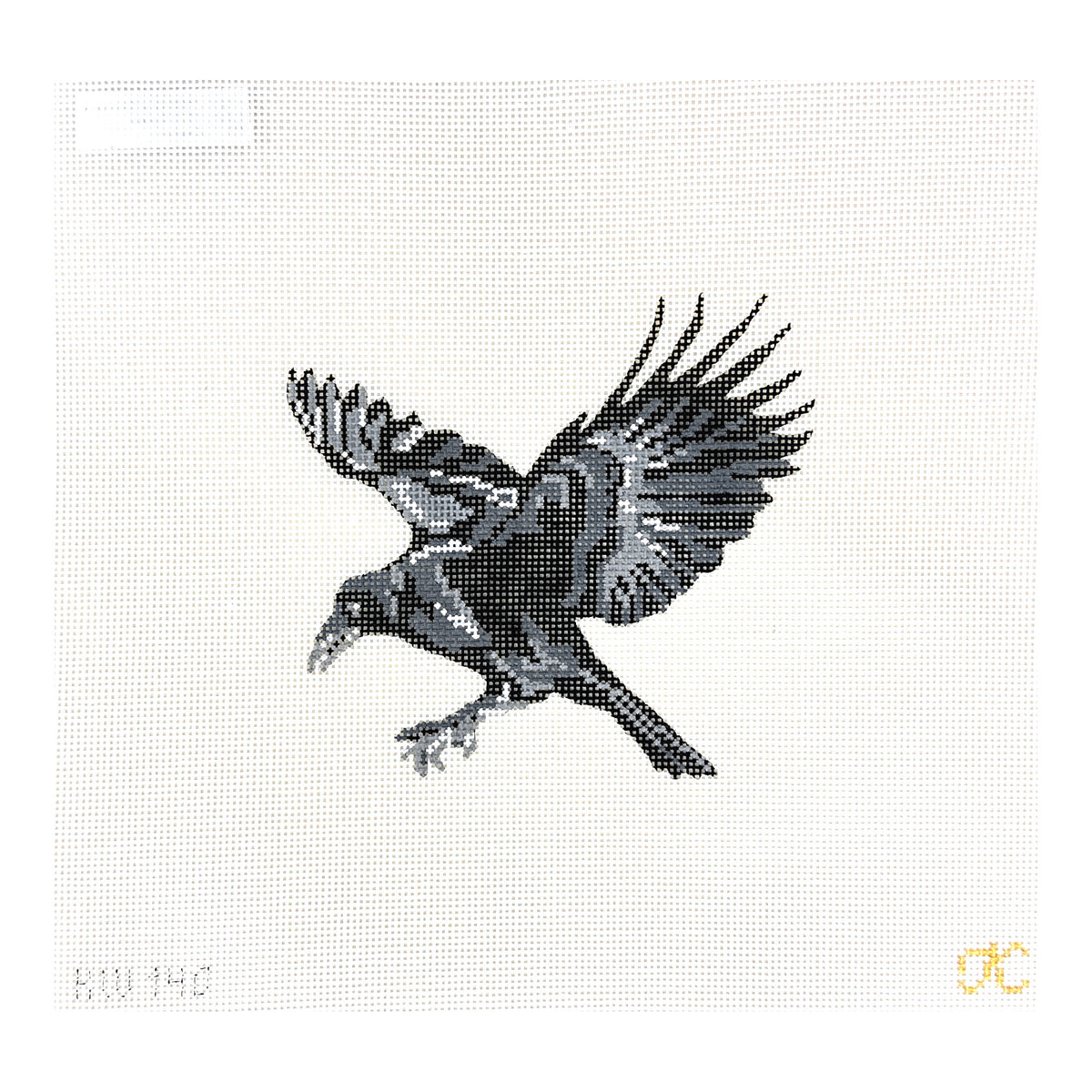 The Gingham Stitchery Kate Woodward Flying Crow Needlepoint Canvas