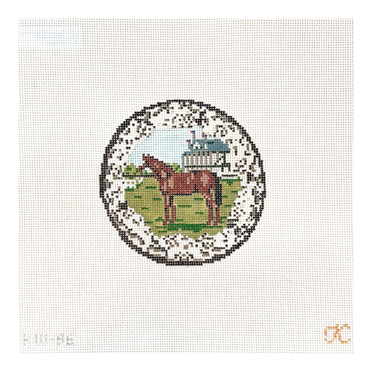 The Gingham Stitchery Kate Woodward Horse Transferware Needlepoint Canvas