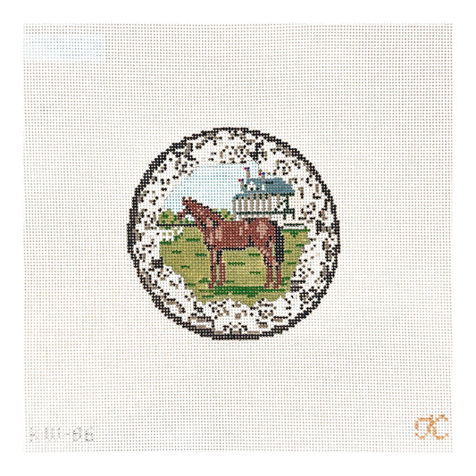 The Gingham Stitchery Kate Woodward Horse Transferware Needlepoint Canvas