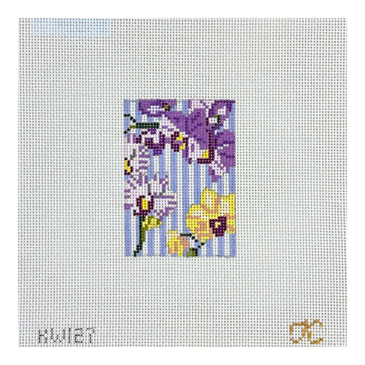 The Gingham Stitchery Kate Woodward Orchid Luggage Tag Needlepoint Canvas