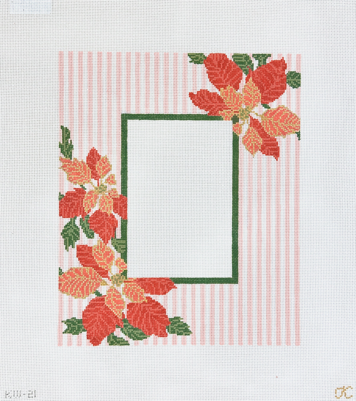 The Gingham Stitchery Kate Woodward Poinsettia Frame Needlepoint Canvas