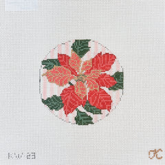 The Gingham Stitchery Kate Woodward Poinsettia Round Needlepoint Canvas