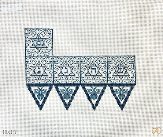 The Gingham Stitchery Kate Woodward Transferware Dreidel Needlepoint Canvas