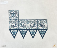 The Gingham Stitchery Kate Woodward Transferware Dreidel Needlepoint Canvas