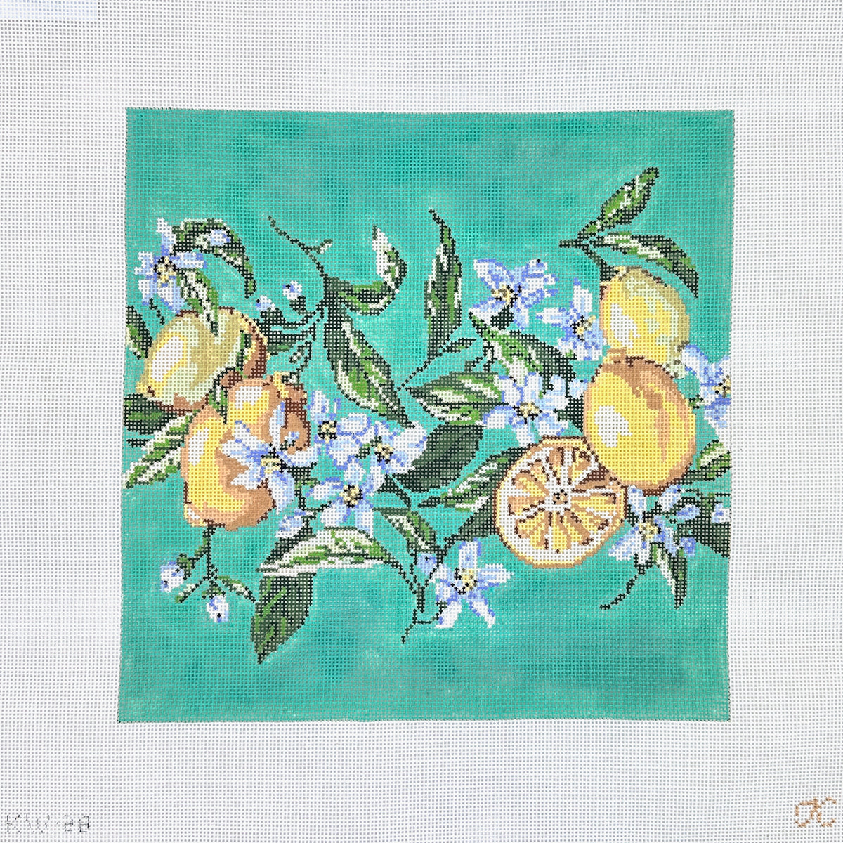 The Gingham Stitchery Lemon Square Needlepoint Canvas