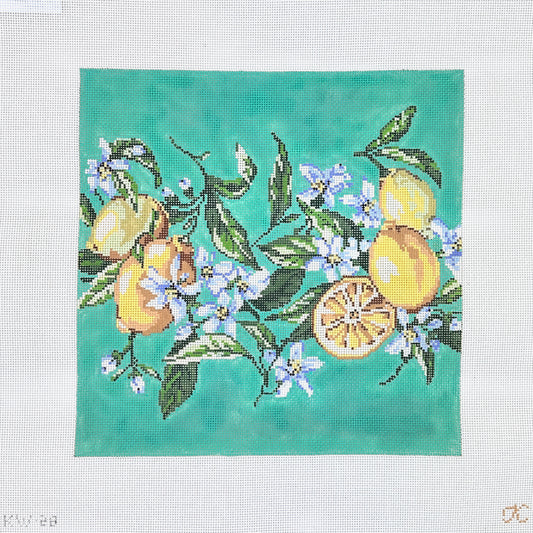 The Gingham Stitchery Lemon Square Needlepoint Canvas