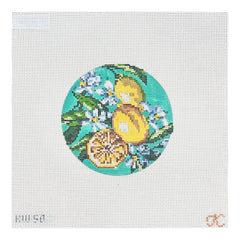 The Gingham Stitchery Lemon Round Needlepoint Canvas