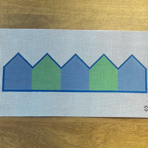 The Gingham Stitchery Maddie Sweet Designs Birthday Crown Blue Green Wide Stripes Needlepoint Canvas