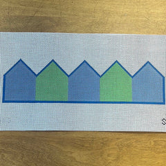 The Gingham Stitchery Maddie Sweet Designs Birthday Crown Blue Green Wide Stripes Needlepoint Canvas