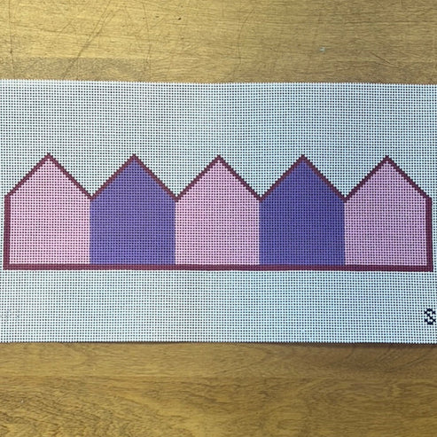 The Gingham Stitchery Maddie Sweet Designs Birthday Crown Pink Purple Wide Stripes Needlepoint Canvas