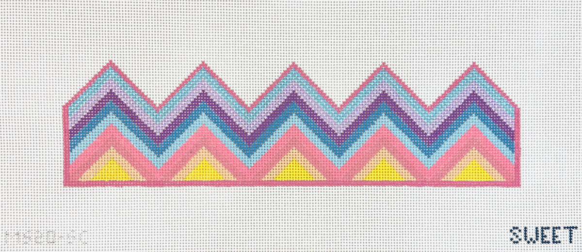 The Gingham Stitchery Maddie Sweet Designs Birthday Crown Sunset Chevron Needlepoint Canvas