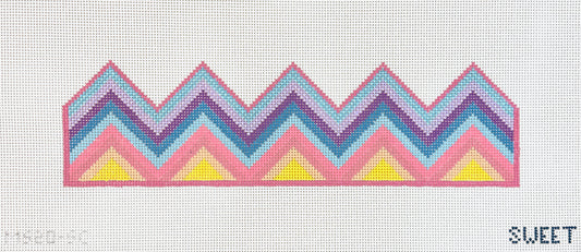 The Gingham Stitchery Maddie Sweet Designs Birthday Crown Sunset Chevron Needlepoint Canvas