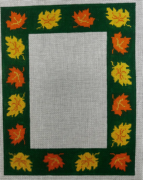 The Gingham Stitchery Maddie Sweet Designs Fall Leaf Frame Needlepoint Canvas
