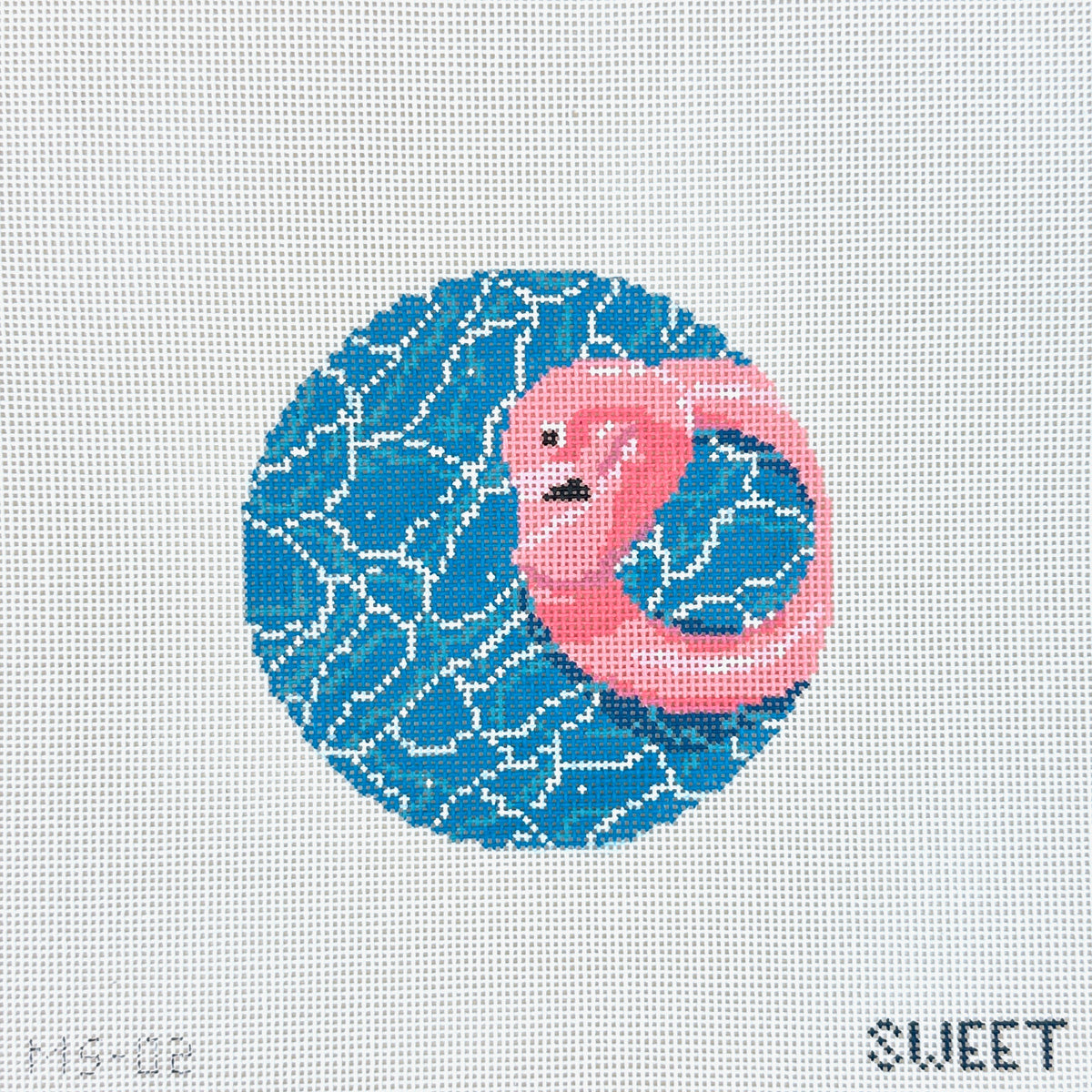 The Gingham Stitchery Maddie Sweet Designs Flamingo Floatie Ornament Needlepoint Canvas