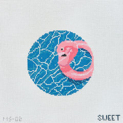 The Gingham Stitchery Maddie Sweet Designs Flamingo Floatie Ornament Needlepoint Canvas