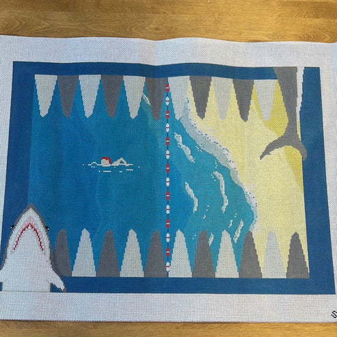 The Gingham Stitchery Maddie Sweet Designs Jaws Backgammon Board Needlepoint Canvas