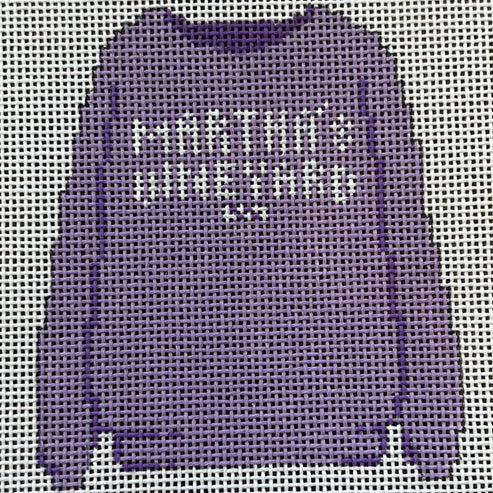 The Gingham Stitchery Maddie Sweet Designs Martha's Vineyard Sweatshirt Purple Needlepoint Canvas