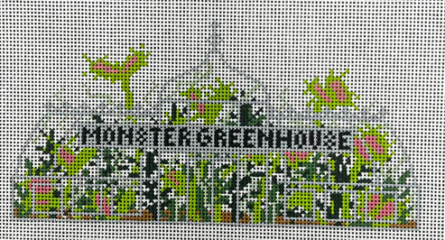 The Gingham Stitchery Maddie Sweet Designs Monster Greenhouse Needlepoint Canvas