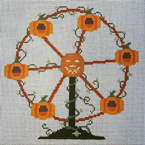 The Gingham Stitchery Maddie Sweet Designs Pumpkin Ferris Wheel 13 Mesh Needlepoint Canvas