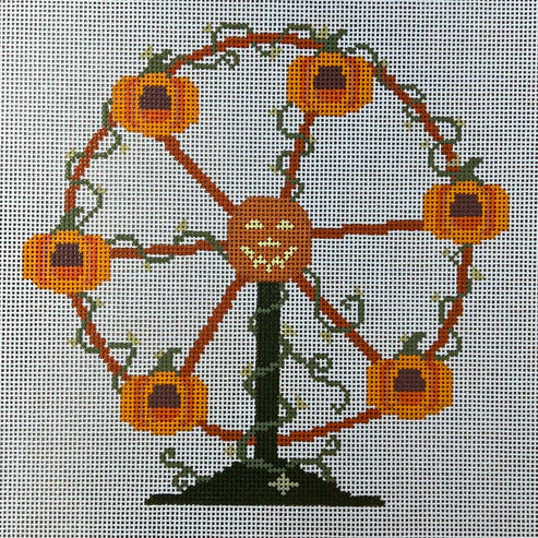 The Gingham Stitchery Maddie Sweet Designs Pumpkin Ferris Wheel 18 Mesh Needlepoint Canvas