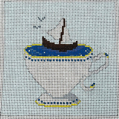 The Gingham Stitchery Maddie Sweet Designs Sailboat Teacup Needlepoint Canvas