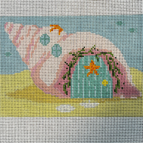 The Gingham Stitchery Maddie Sweet Designs Underwater Village Shell House Needlepoint Canvas