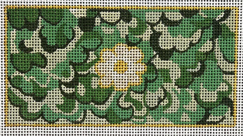 The Gingham Stitchery Maiden Lane Camo Insert With Flower Needlepoint Canvas