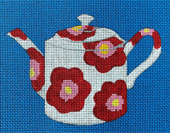 The Gingham Stitchery Maiden Lane Floral Tea Pot Needlepoint Canvas